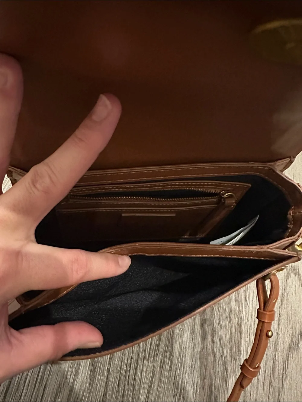 Zara Tan Saddle-Style Leather Crossbody